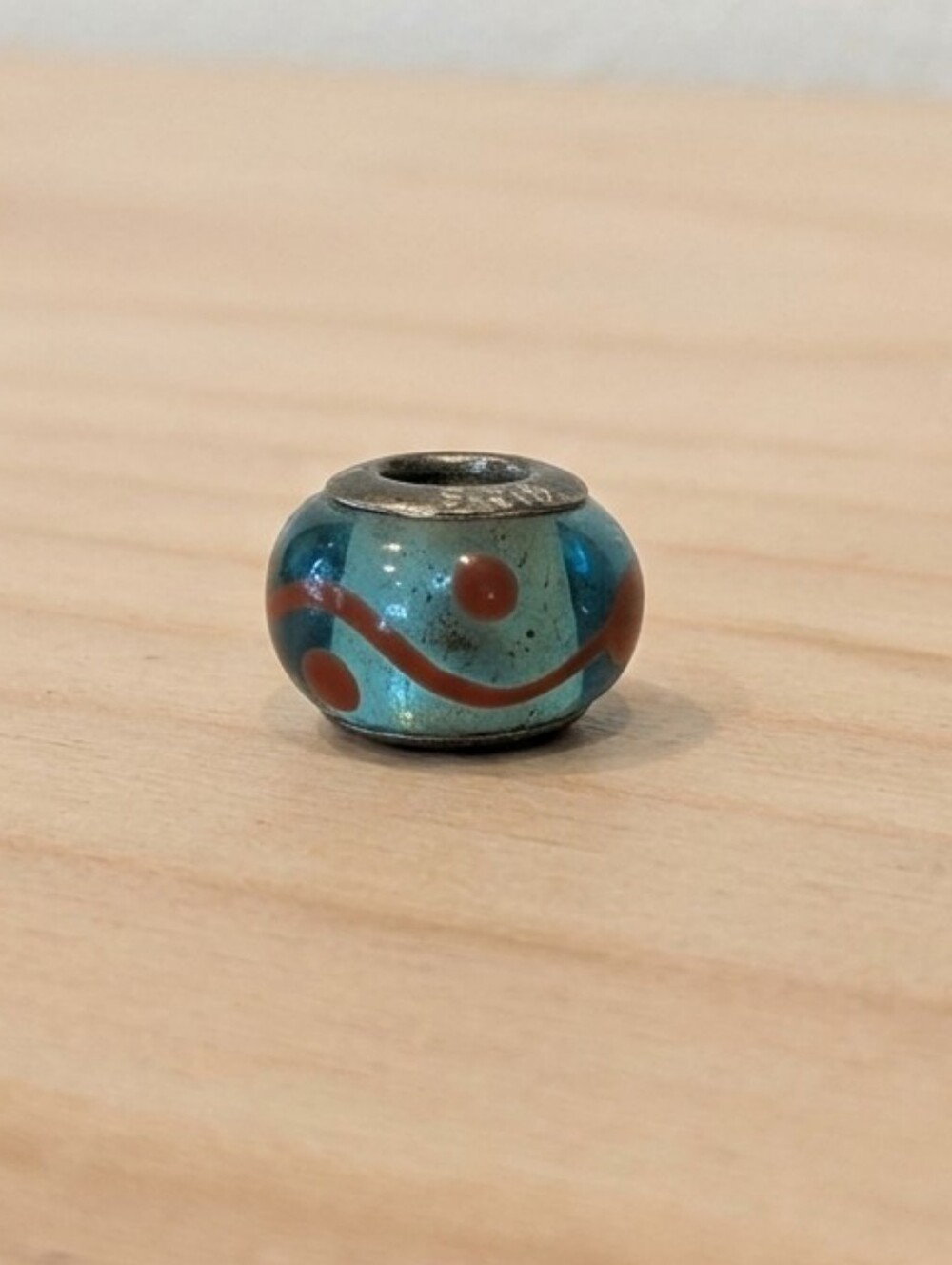 Pandora Teal & Brown Wave Murano Glass Charm